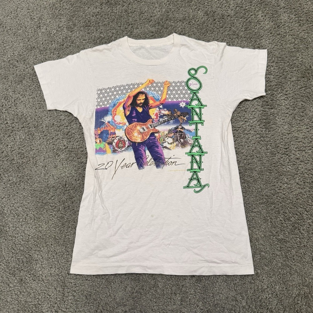 Vintage 80s Carlos Santana Tour T-Shirt 20 Year Celebration Band Tee